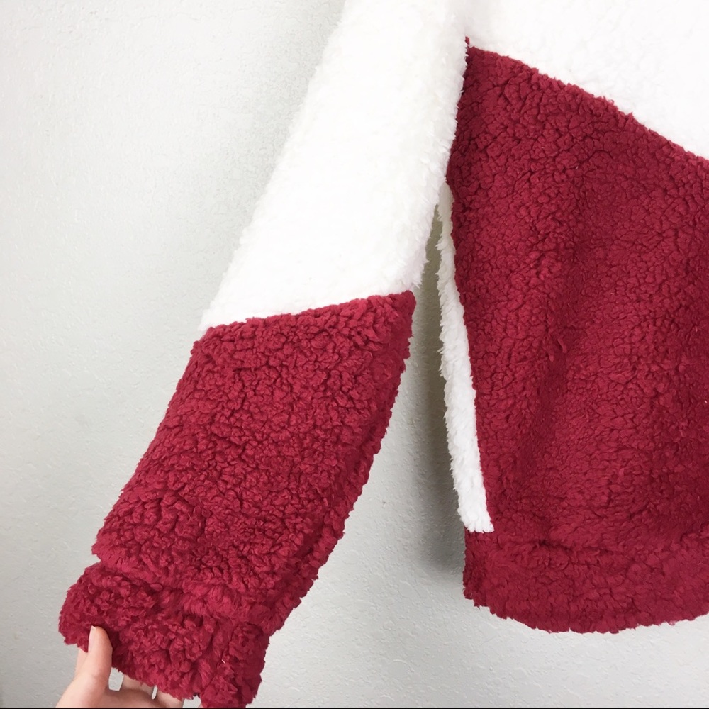 Sherpa V Color Block Fuzzy Sweater - image 5